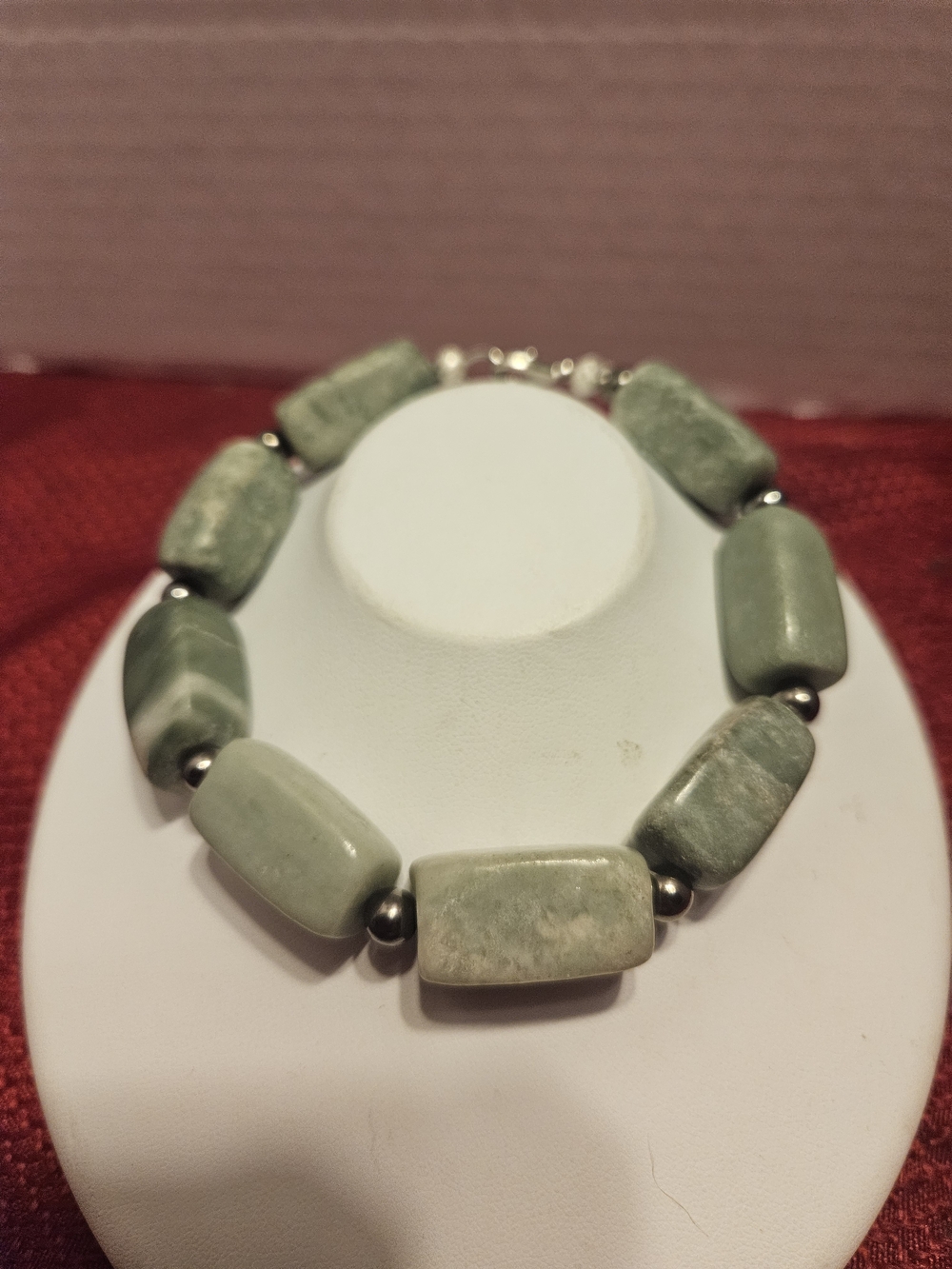 Green Jade Stone Beaded Bracelet - Handmade